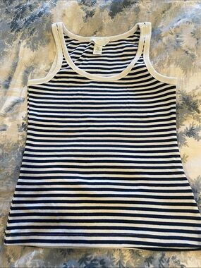 H&M Navy and White Striped Ribbed Tank Top